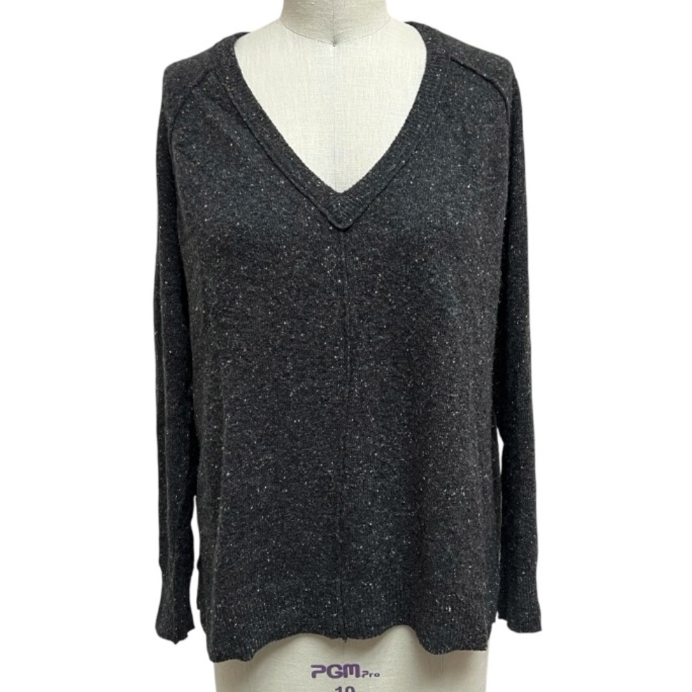 Autumn Cashmere Oversized Speckled Grey Pullover Sweater Size S